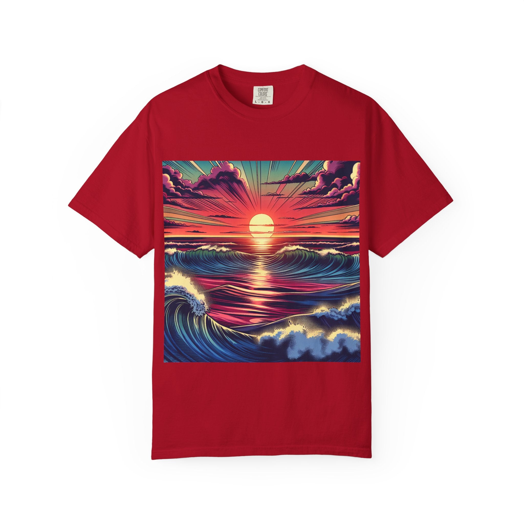 Sunset Waves Unisex T-Shirt | Beach Vibes, Summer Apparel, Ocean Lover Gift, Casual Wear, Graphic Tee