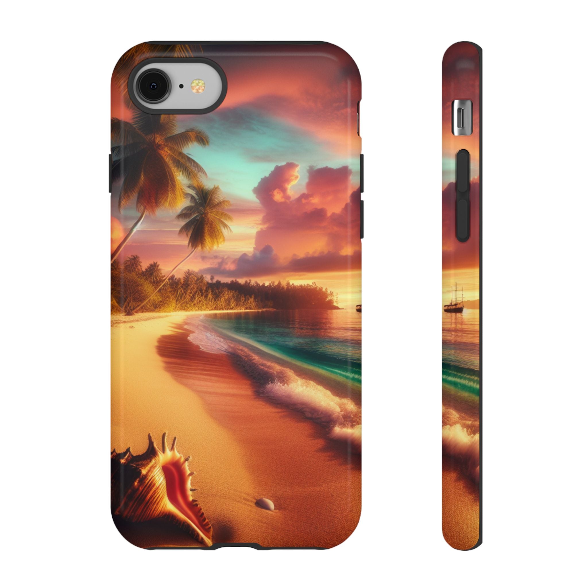 Tough Cases Beach Sunset Phone Case, Tropical Vibe, Gift for Vacation Lovers, Summer Accessory, Shell Design Decor