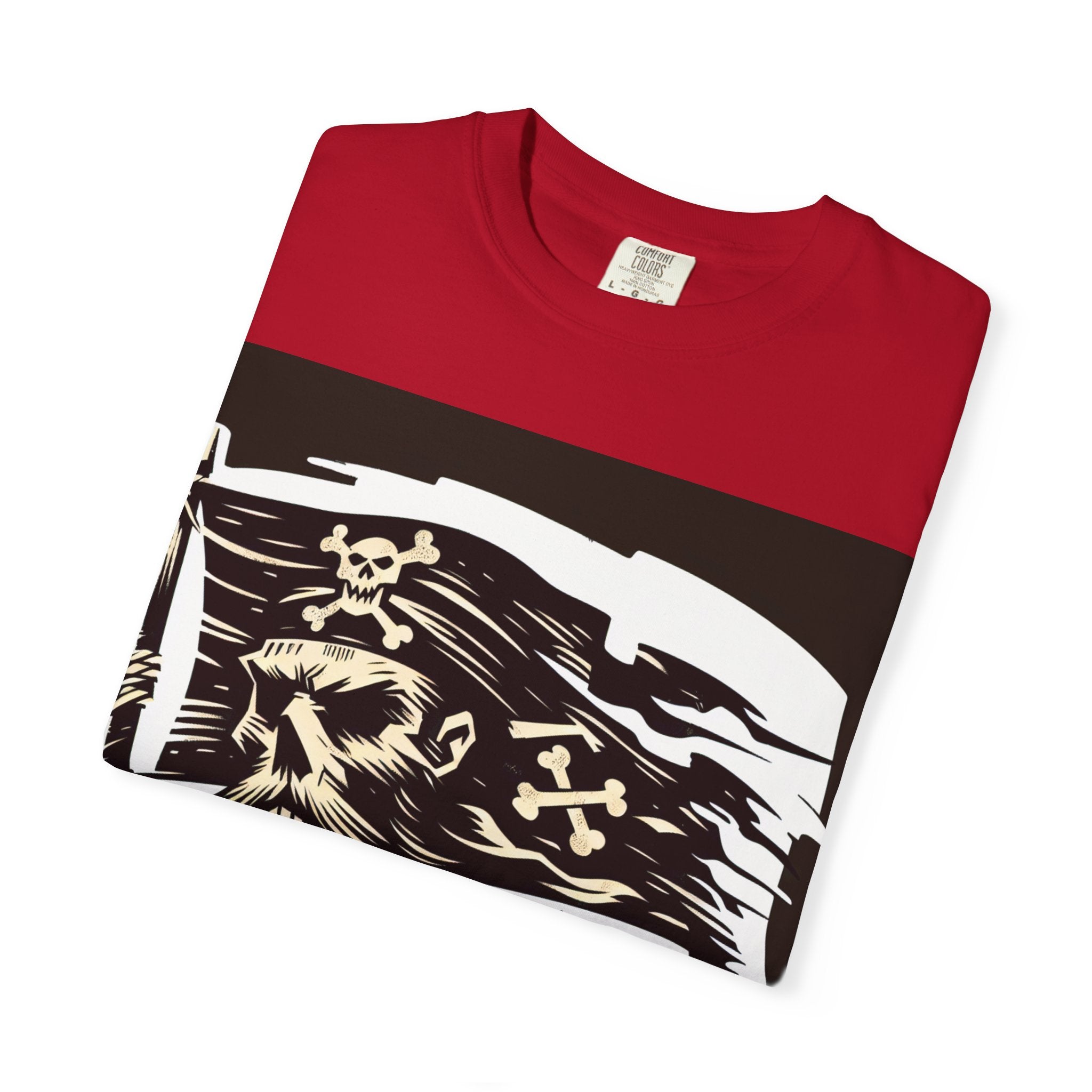 Skull Pirate T-Shirt, Unisex Garment-Dyed Tee for Adventurers, Perfect for Halloween, Pirate Parties, Casual Style, Unique Gift Idea