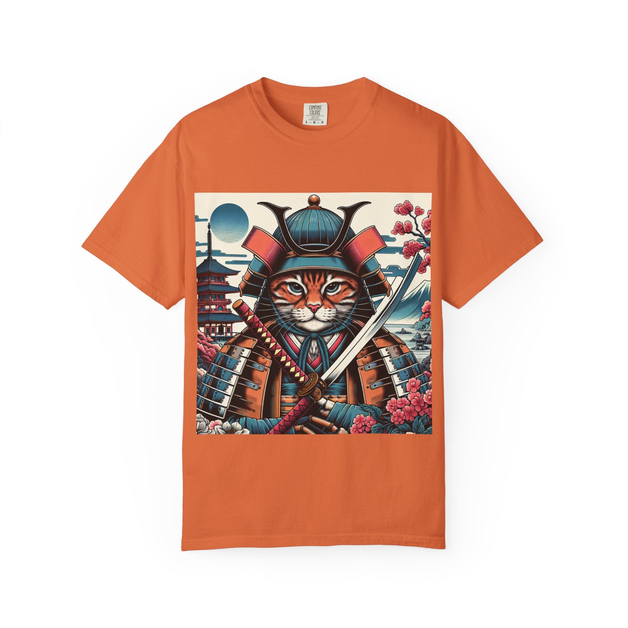 Samurai Tiger T-Shirt, Unisex Graphic Tee with Fierce Cat Design, Perfect Gift for Cat Lovers, Cool Anime Style, Unique Casual Wear