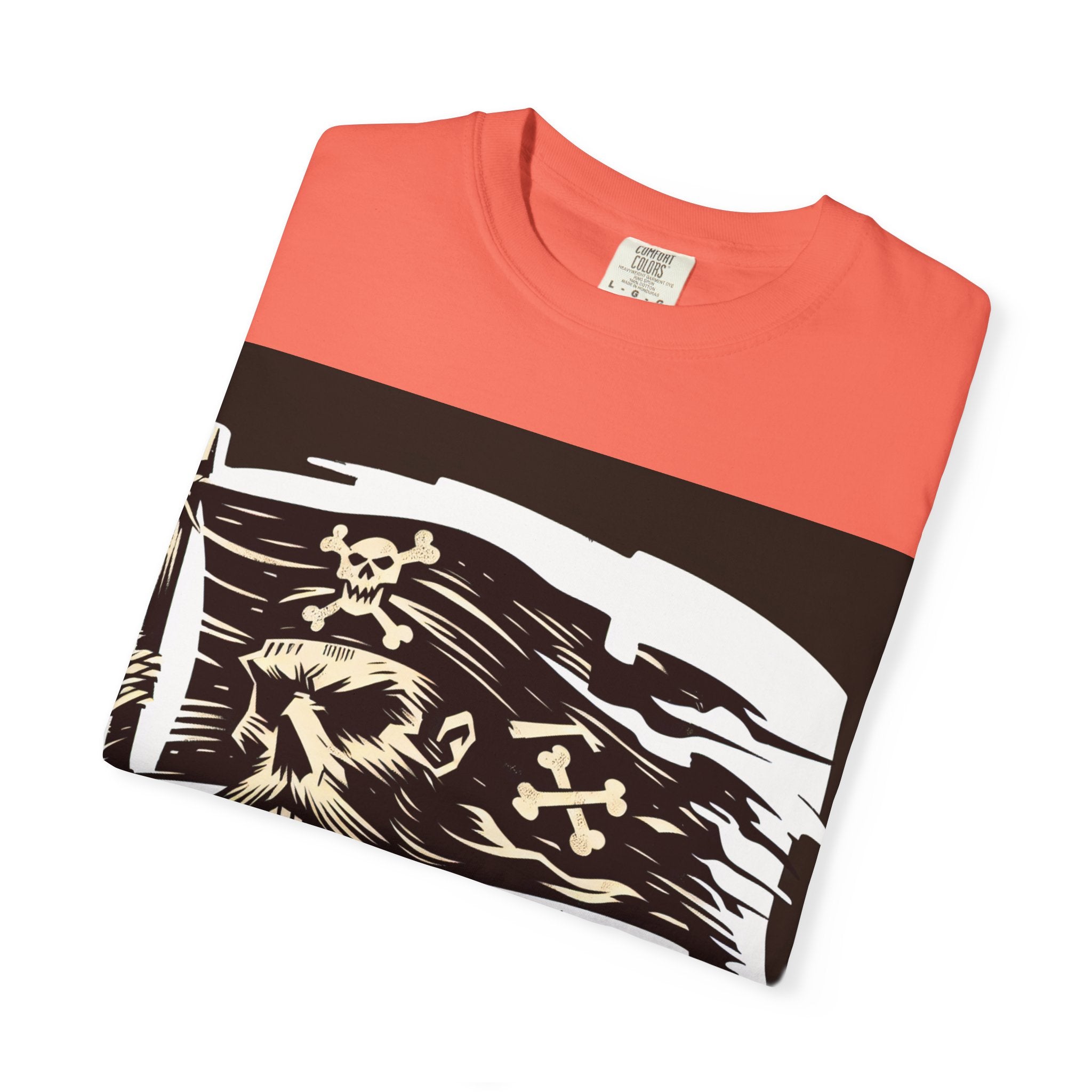 Skull Pirate T-Shirt, Unisex Garment-Dyed Tee for Adventurers, Perfect for Halloween, Pirate Parties, Casual Style, Unique Gift Idea