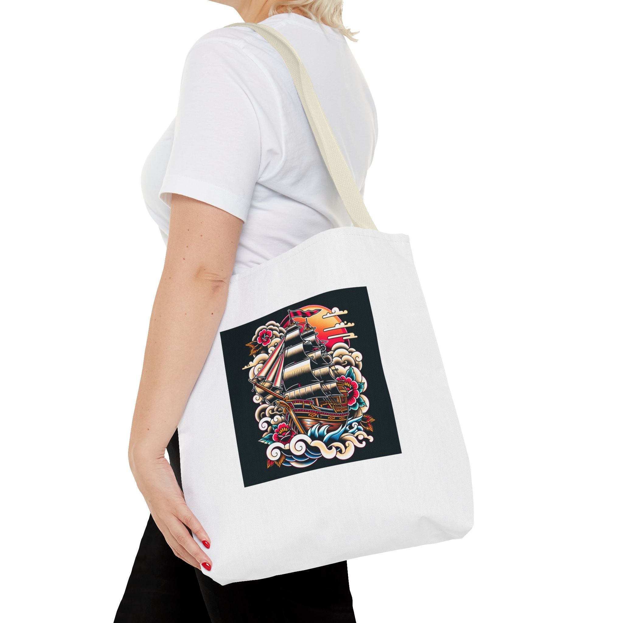 Pirate Ship Tote Bag, Nautical Tote for Adventurers, Eco-Friendly Shopper, Unique Gift for Travelers, Stylish Beach Bag