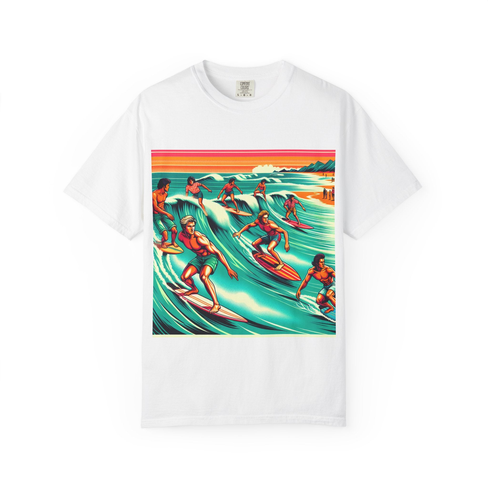 Retro Surfing T-Shirt, Cool Beachwear, Summer Gift, Unisex Casual Tee, Surfer Style Apparel, Vintage Wave Art Shirt