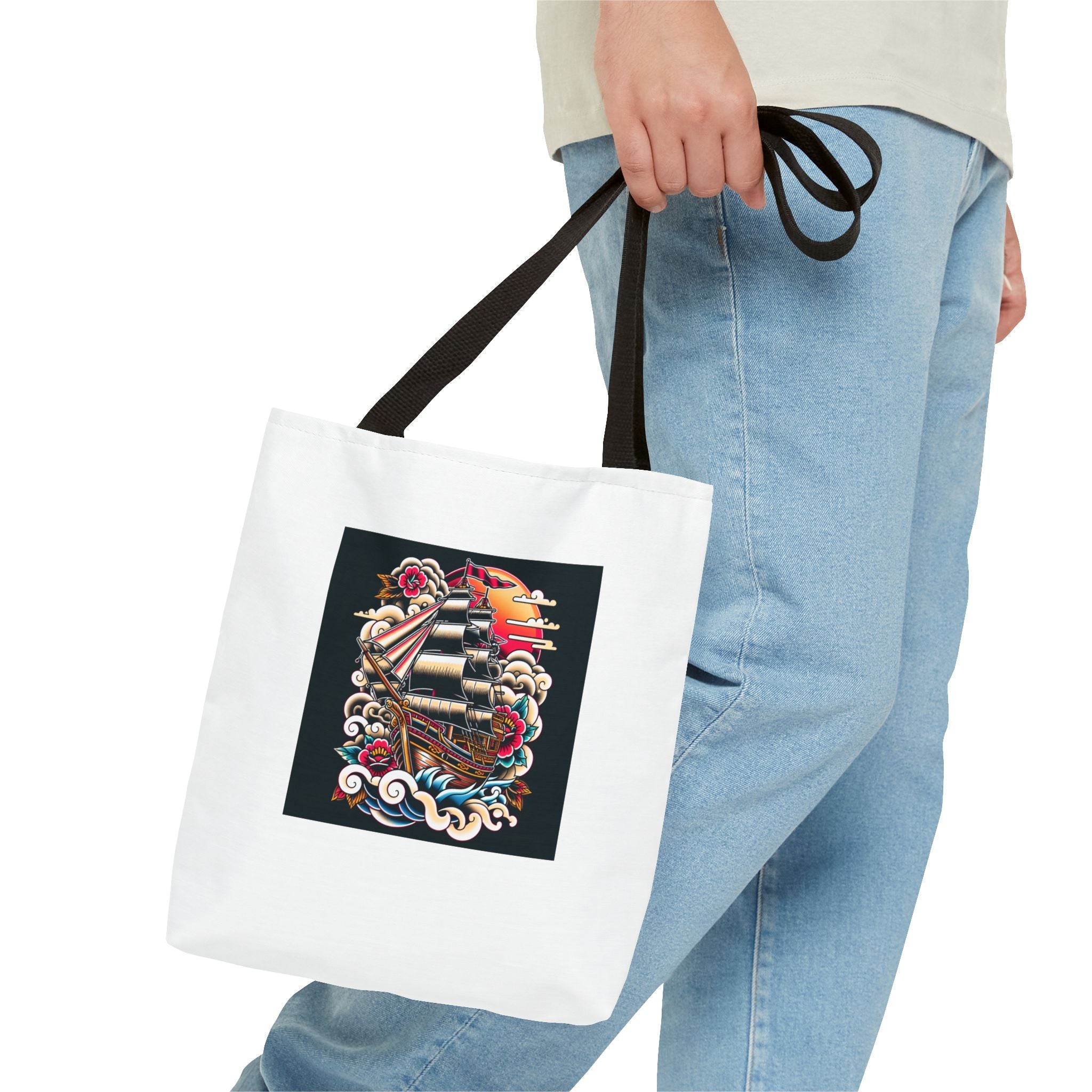Pirate Ship Tote Bag, Nautical Tote for Adventurers, Eco-Friendly Shopper, Unique Gift for Travelers, Stylish Beach Bag