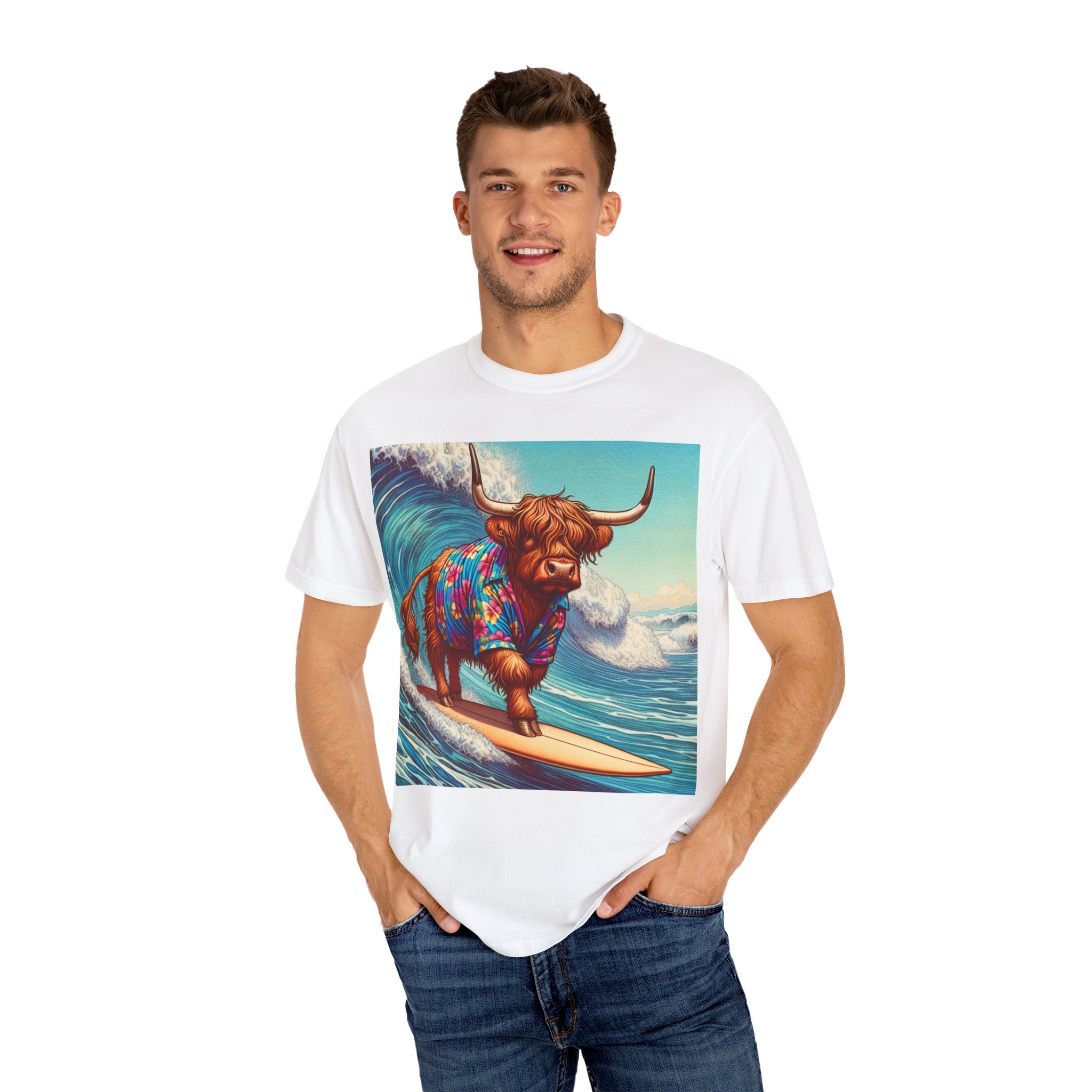 Surfing Highland Cow Unisex T-shirt | Fun Casual Tee for Summer Adventures, Beach Days, Gifts for Cow Lovers, Surfing Enthusiasts, [...]