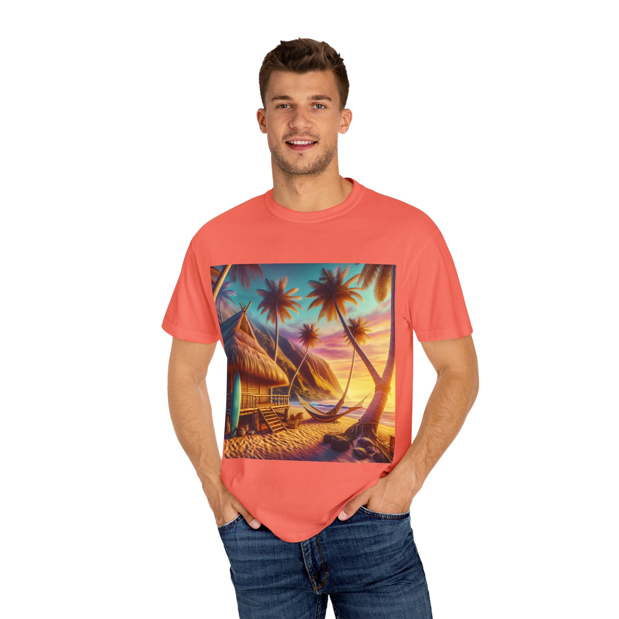 Tropical Sunset T-shirt - Beach Vibes, Summer Wear, Vacation Tee, Surfer Gift, Relaxation Apparel