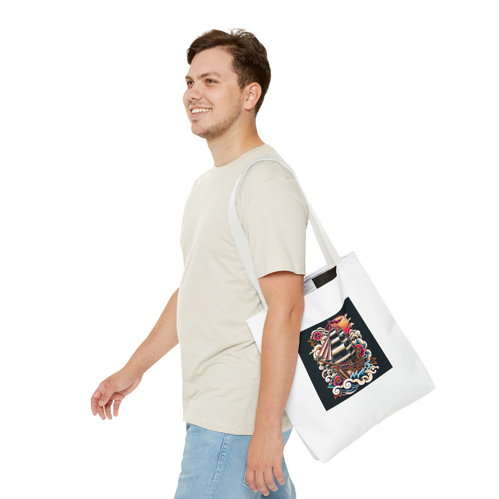 Pirate Ship Tote Bag, Nautical Tote for Adventurers, Eco-Friendly Shopper, Unique Gift for Travelers, Stylish Beach Bag