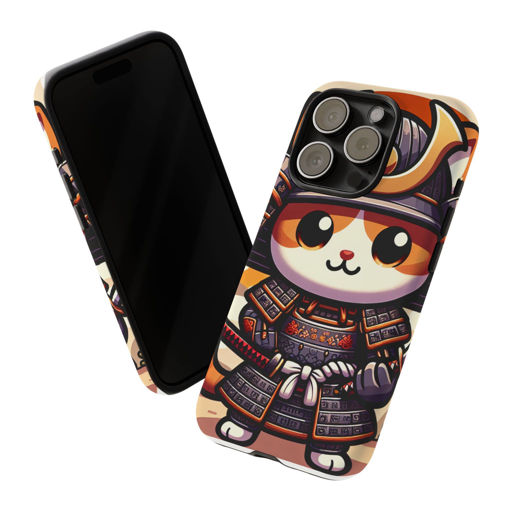 Cute Cat Samurai Phone Case, Kawaii Armor Phone Cover, Unique Pet Gift, Animal Lover Accessory, Fun Tech Protection