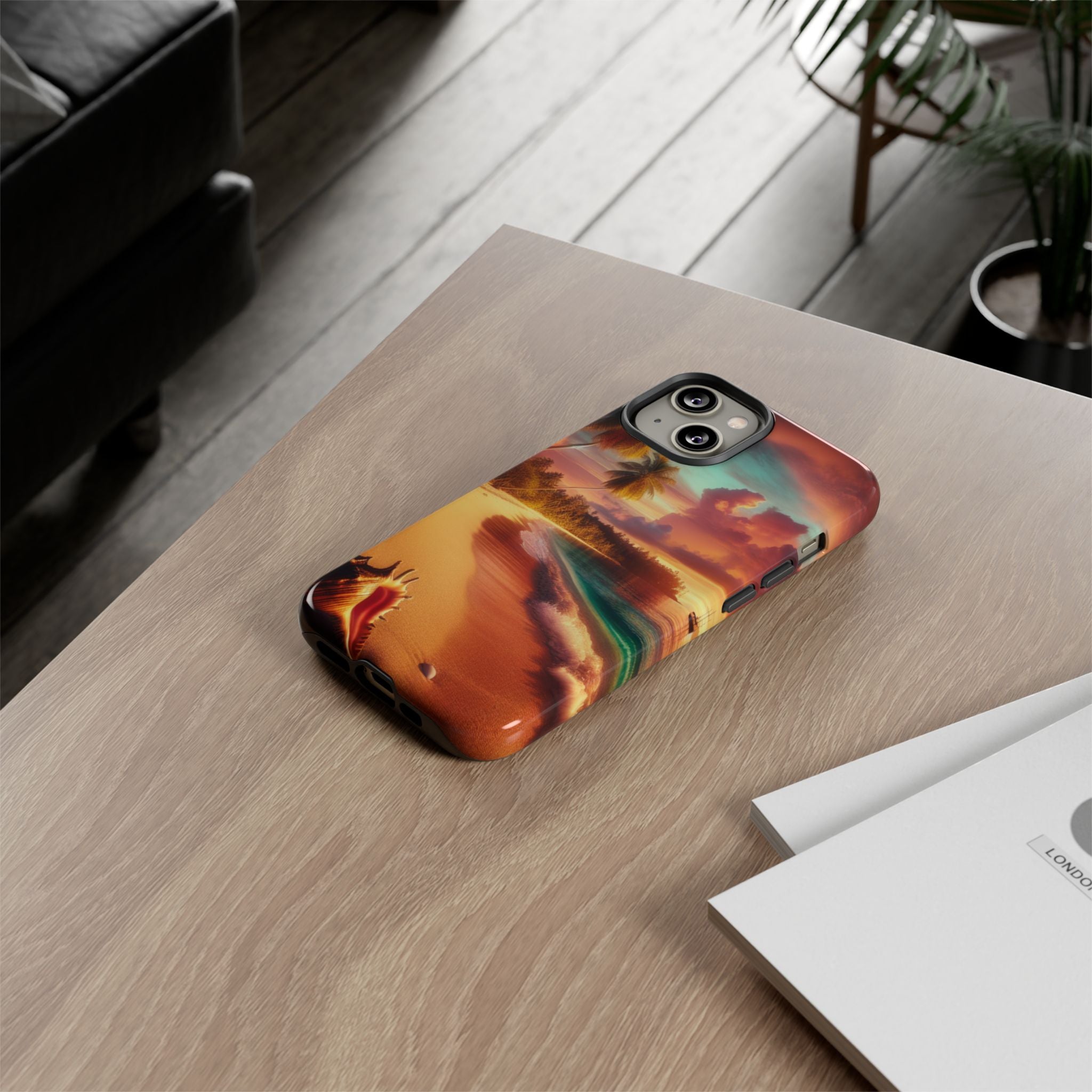 Tough Cases Beach Sunset Phone Case, Tropical Vibe, Gift for Vacation Lovers, Summer Accessory, Shell Design Decor