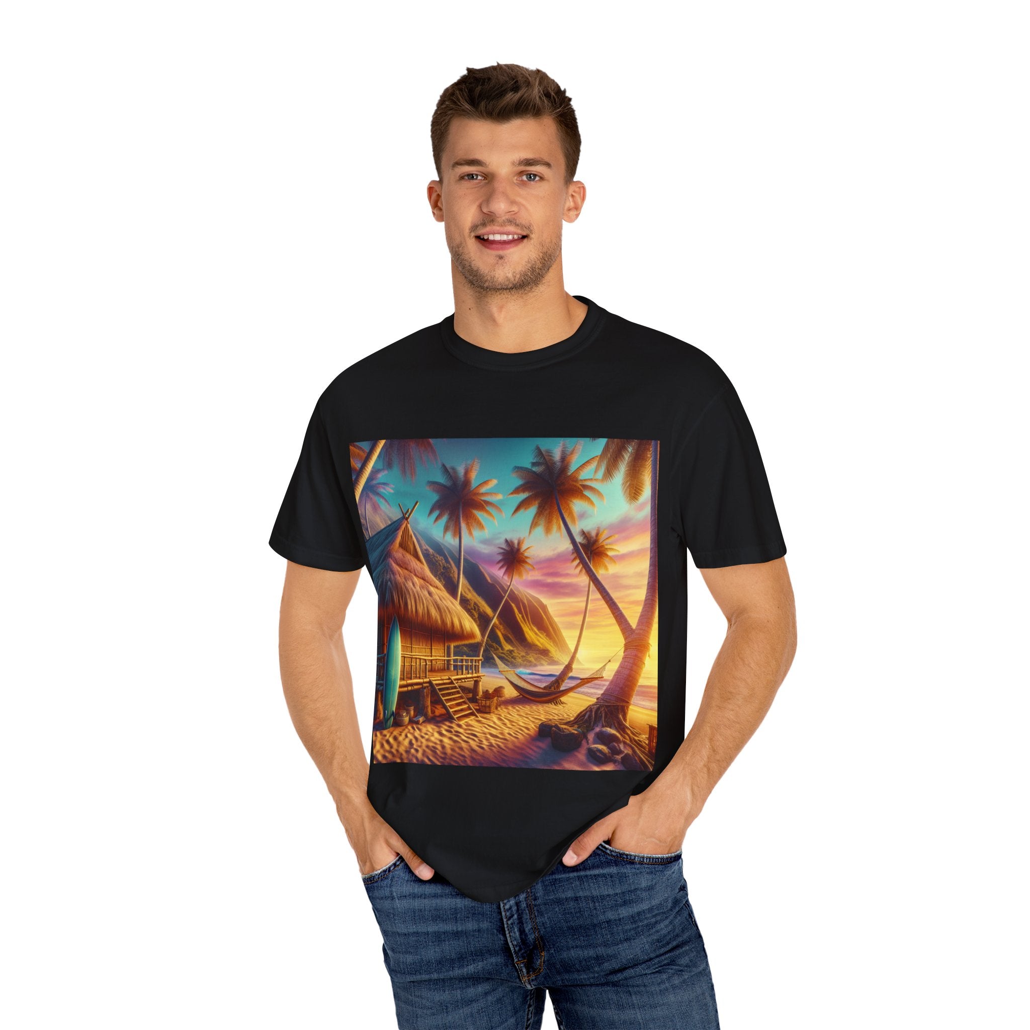 Tropical Sunset T-shirt - Beach Vibes, Summer Wear, Vacation Tee, Surfer Gift, Relaxation Apparel
