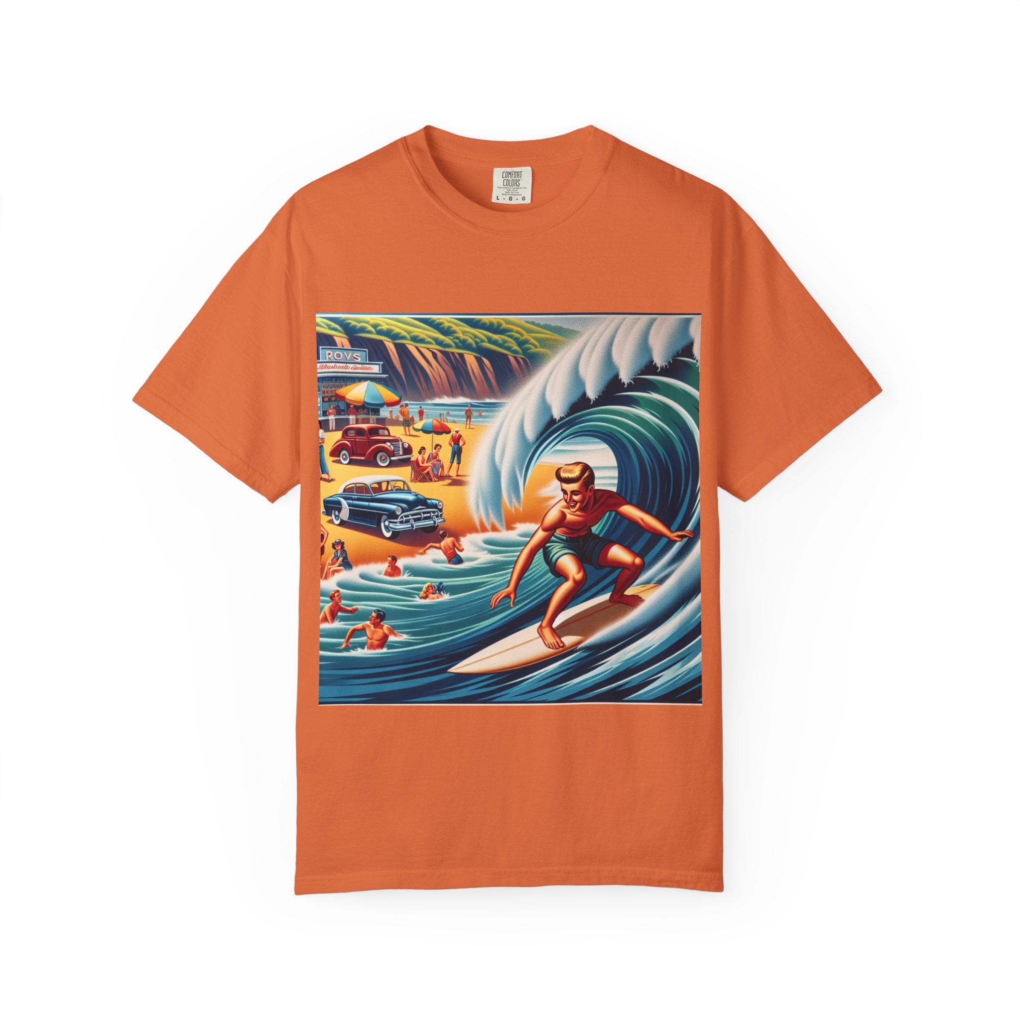Vintage Surfing T-Shirt, Beach Vibes Tee, Unisex Garment-Dyed Shirt, Summer Apparel, Perfect for Surfers, Surfing Lovers Gift