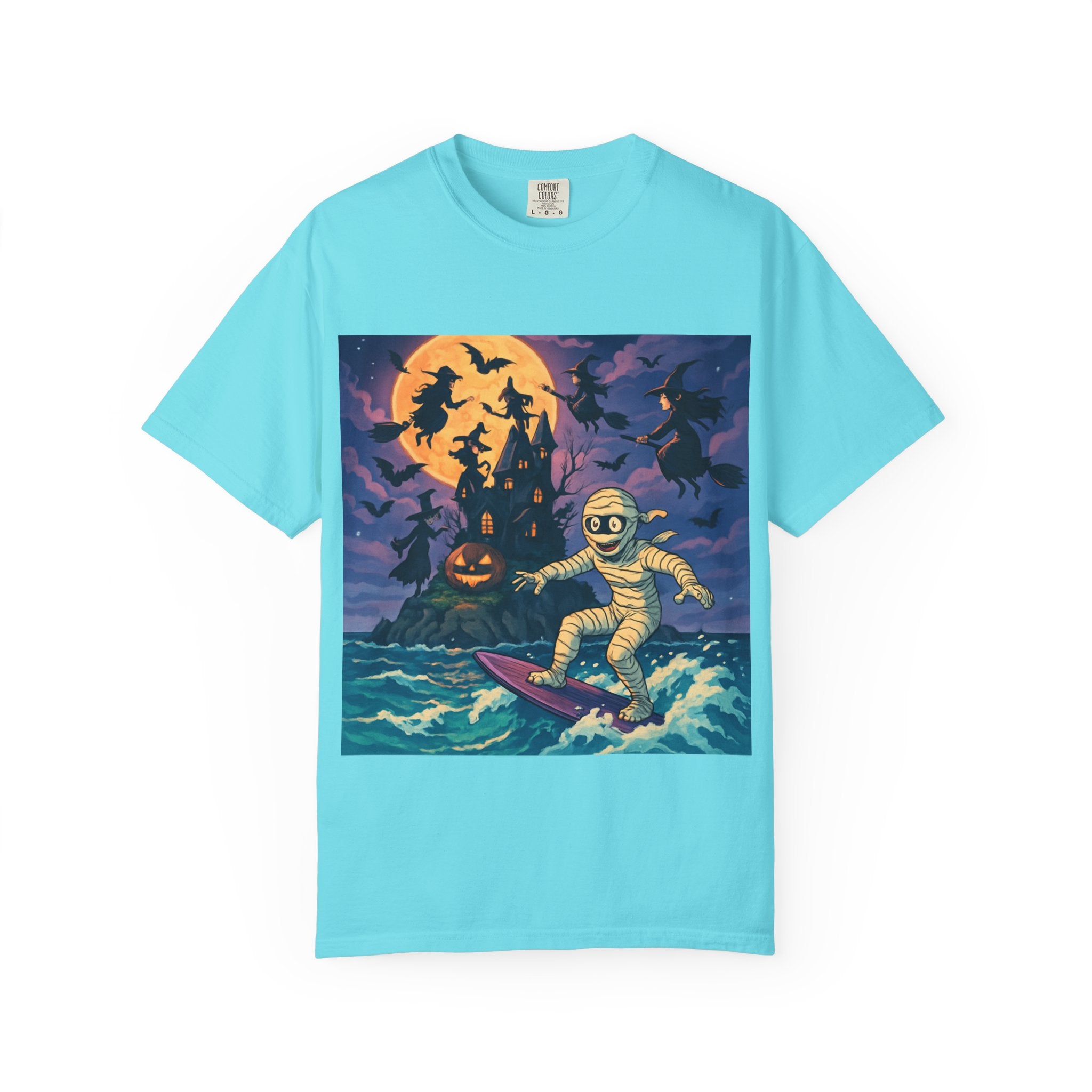 Surfer Moonlight T-Shirt - Garment-Dyed Unisex Tee, Beach Vibes, Summer Essentials, Retro Art, Gift for Surfers