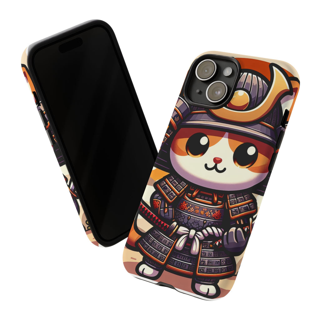 Cute Cat Samurai Phone Case, Kawaii Armor Phone Cover, Unique Pet Gift, Animal Lover Accessory, Fun Tech Protection