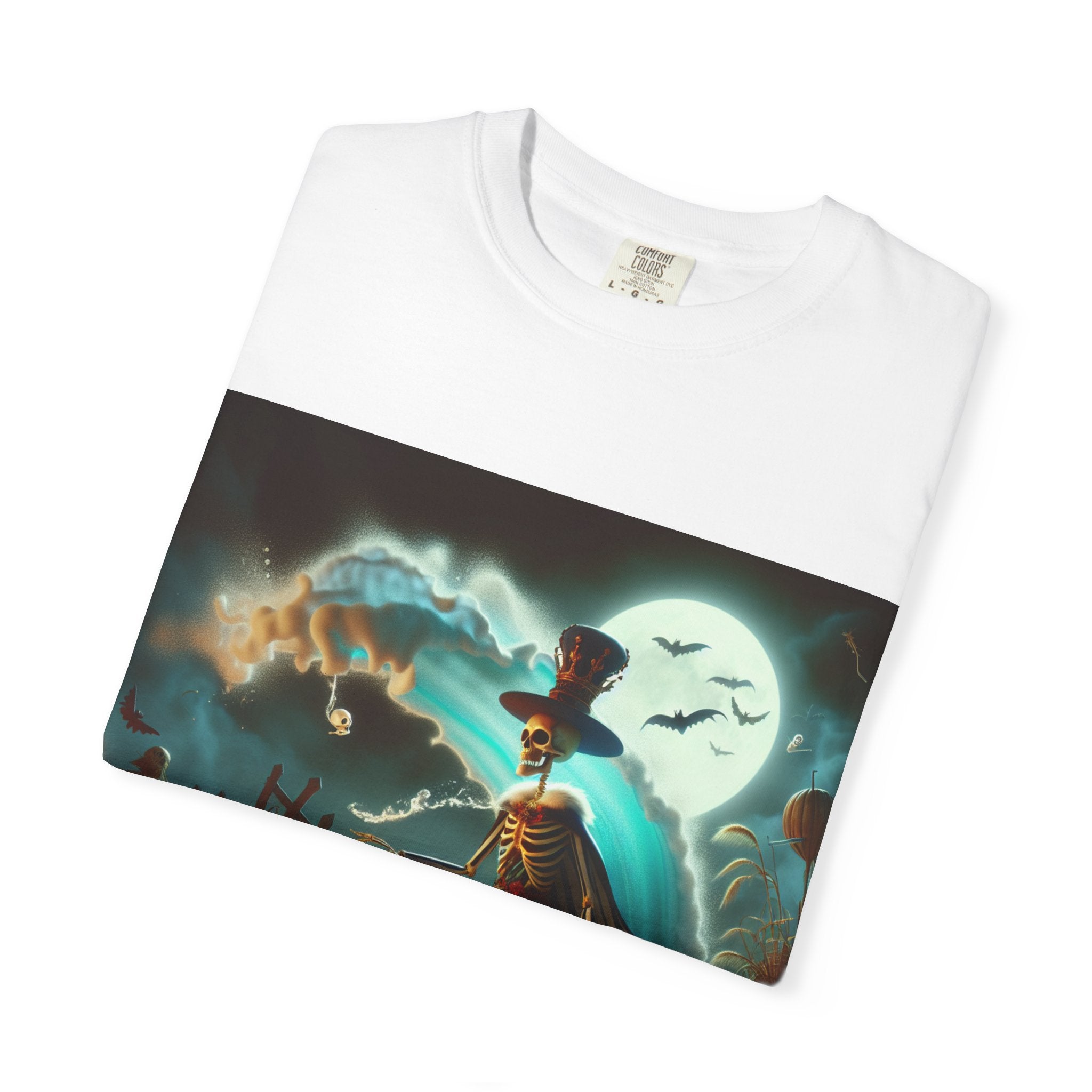 Halloween Themed Unisex Garment-Dyed T-shirt, Spooky Shirt, Pumpkin Tee, Fall Fashion, Ghostly Vibes, Gift for Halloween Lovers