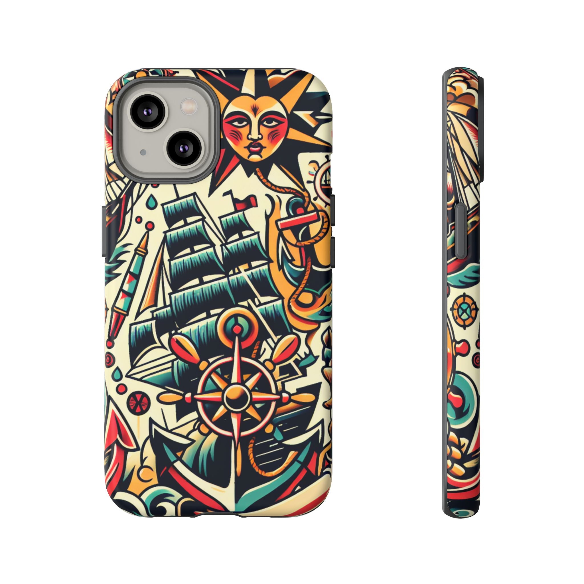 Tattoo-Inspired Phone Case - Nautical Adventure Design, Unique Gift, Sailor Style, Sea Lover Accessory, Artistic Protection