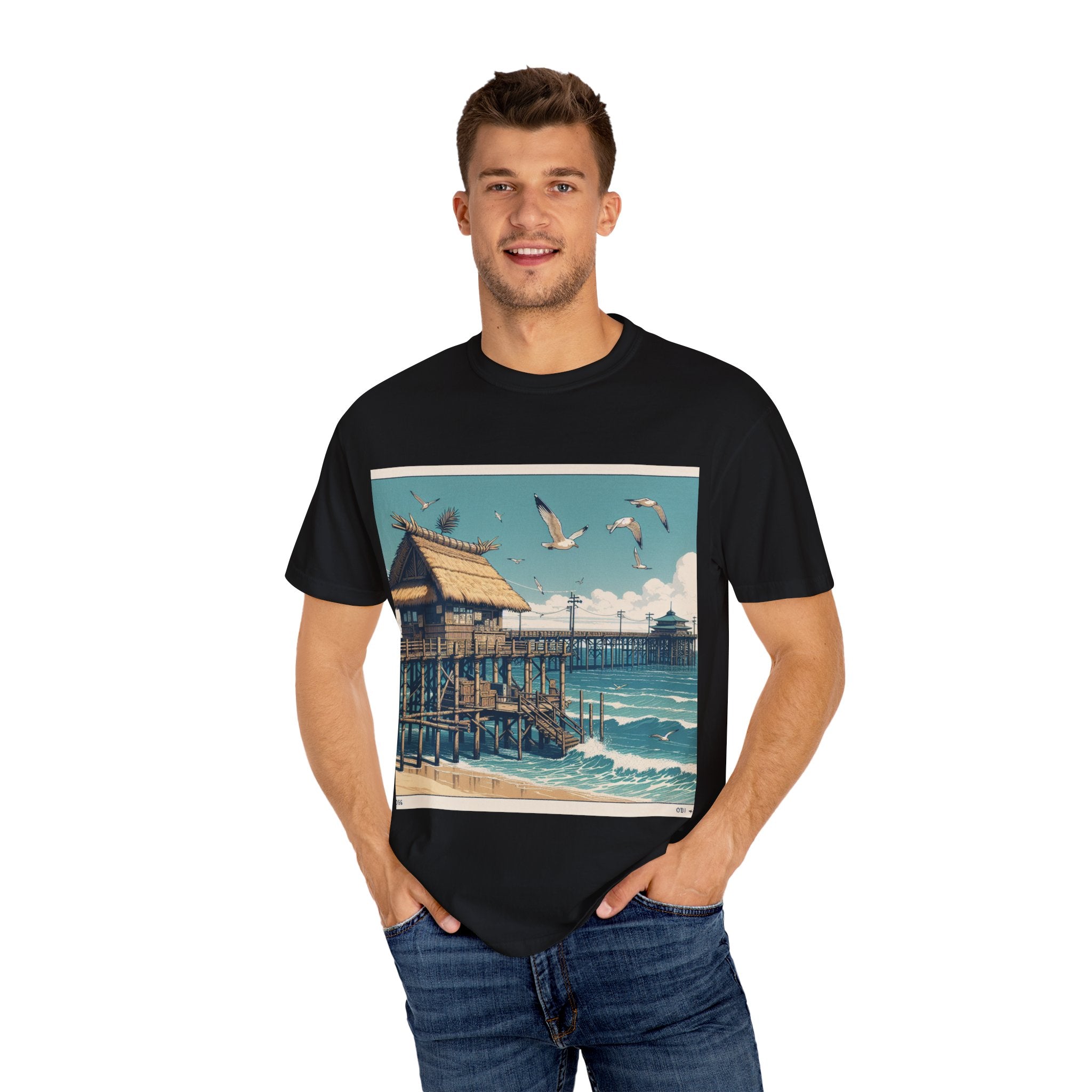 Beach-Inspired Unisex T-shirt, Relaxed Tee, Casual Summer Wear, Ocean Artwork, Vacation Essentials, Gift for Nature Lovers