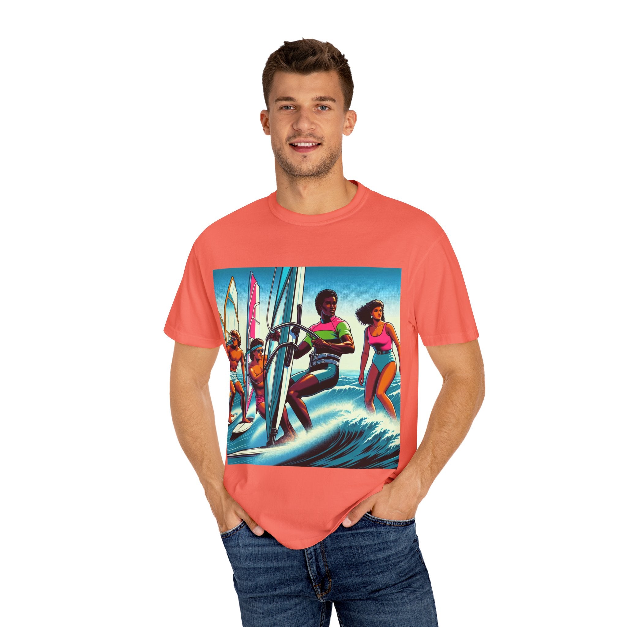 Surf Vibes T-Shirt, Unisex Garment-Dyed Tee, Beachwear for Surf Lovers, Summer Casual Wear, Gift for Surfers