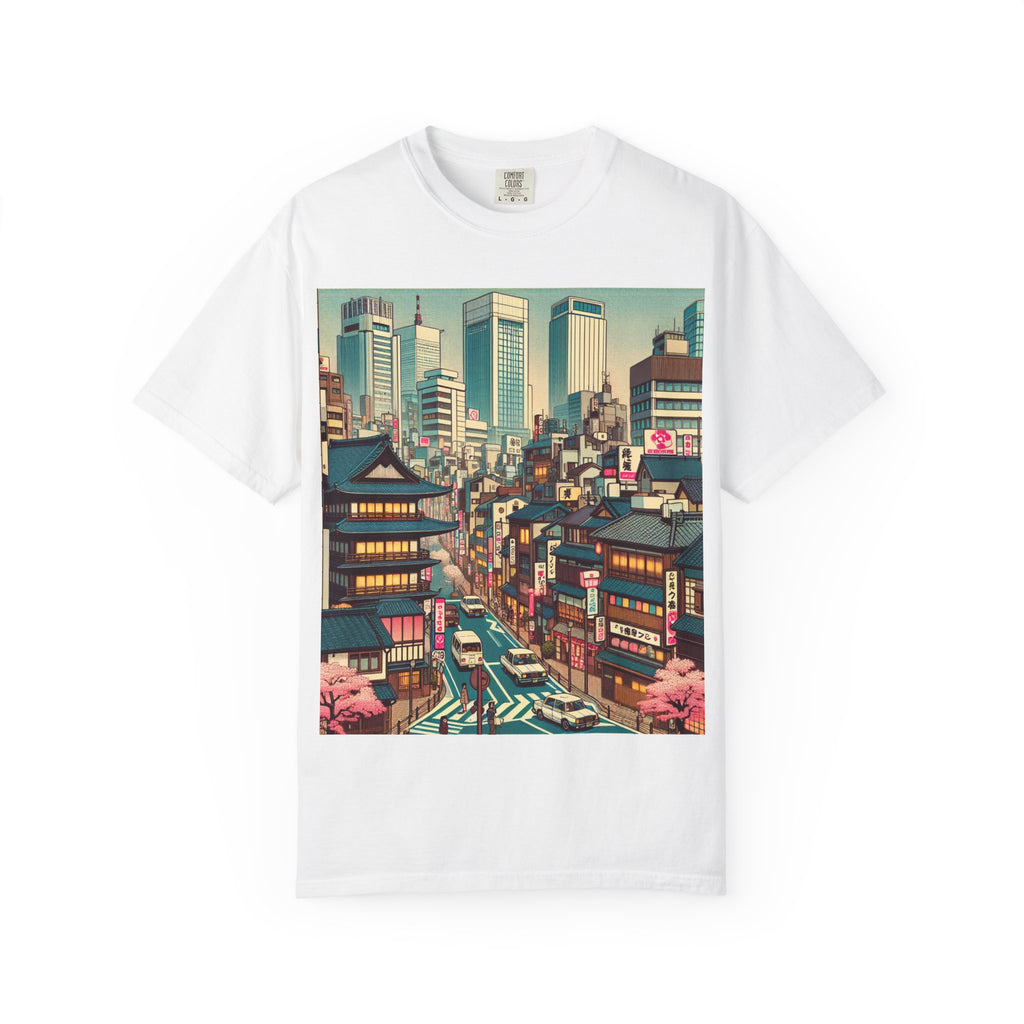 Urban Landscape Graphic T-Shirt | Street Art Tee, Casual Wear, Gift for Travelers, Relaxed Fit, Unique Cityscape Design