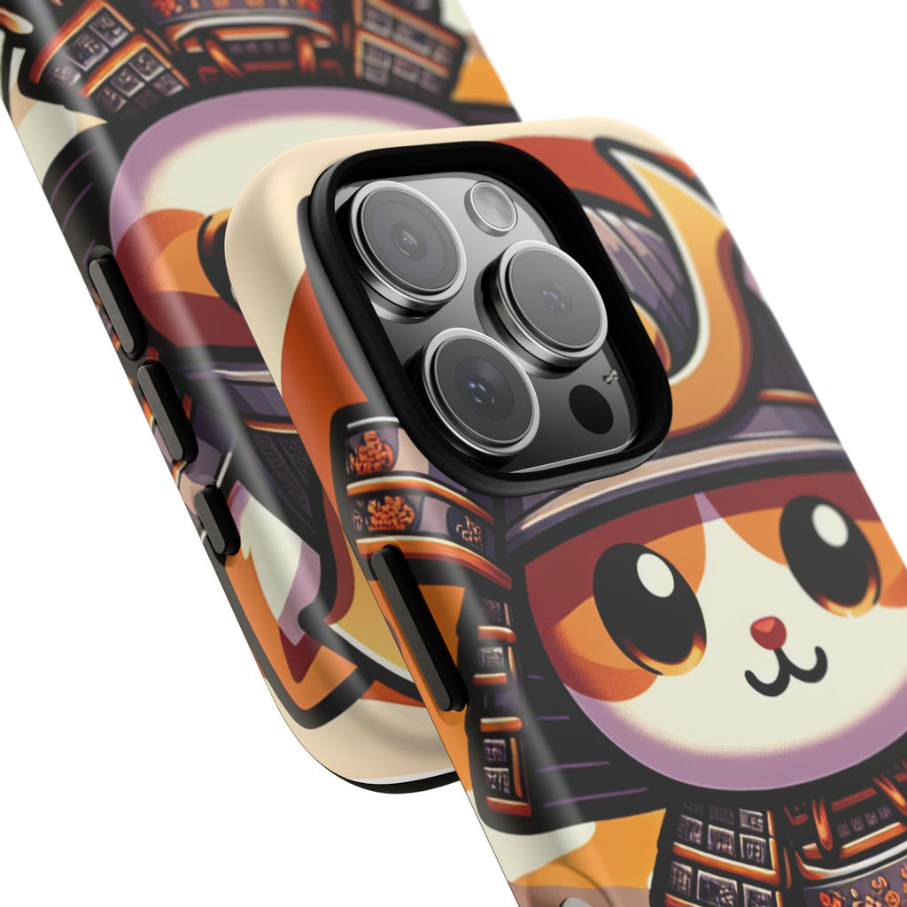 Cute Cat Samurai Phone Case, Kawaii Armor Phone Cover, Unique Pet Gift, Animal Lover Accessory, Fun Tech Protection