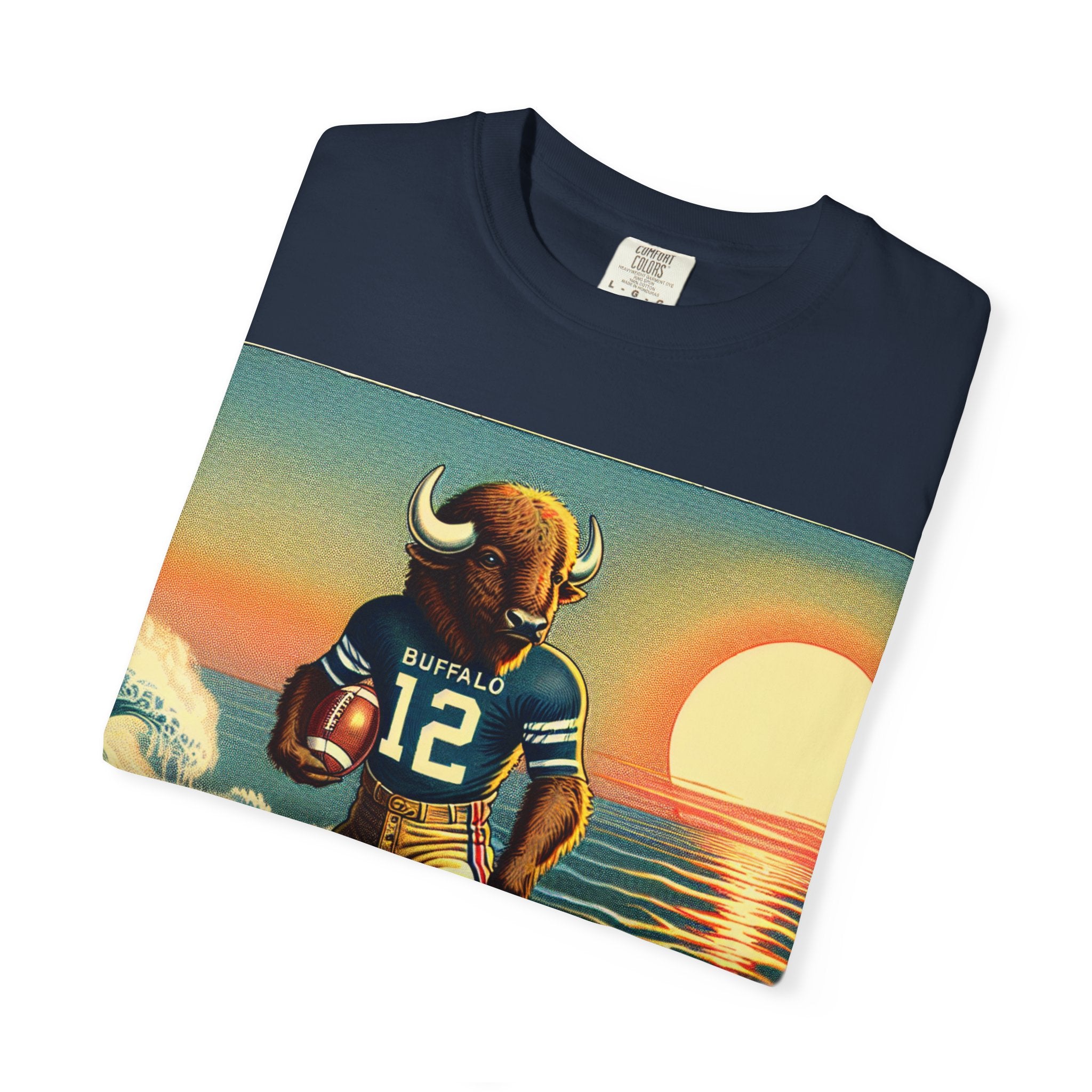 Surfing Buffalo Graphic Tee, Vintage Hipster Shirt, Casual Summer Apparel, Gift for Sports Fans, Unisex T-Shirt