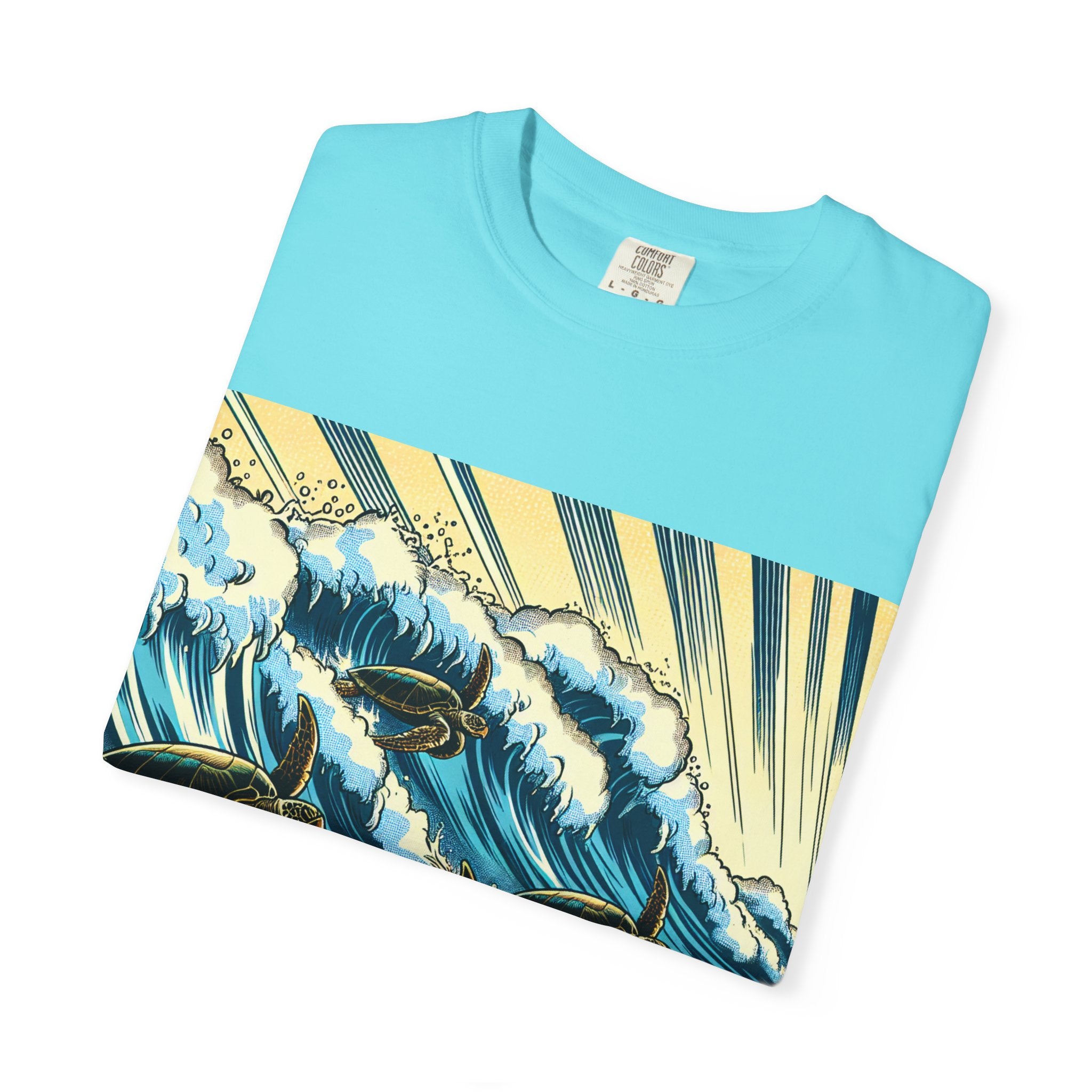Ocean Wave T-Shirt with Sea Turtles, Eco-Friendly Apparel, Beach Lover Gift, Unisex Casual Wear, Summer Vibes Shirt, Gift for Ocean Lovers