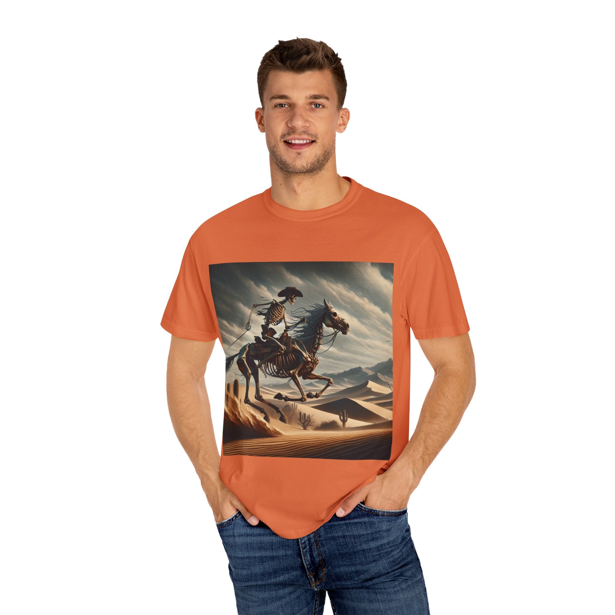 Skeleton Horse Rider T-Shirt, Unisex Graphic Tee for Halloween, Gift for Animal Lovers, Casual Wear, Vintage Style Apparel