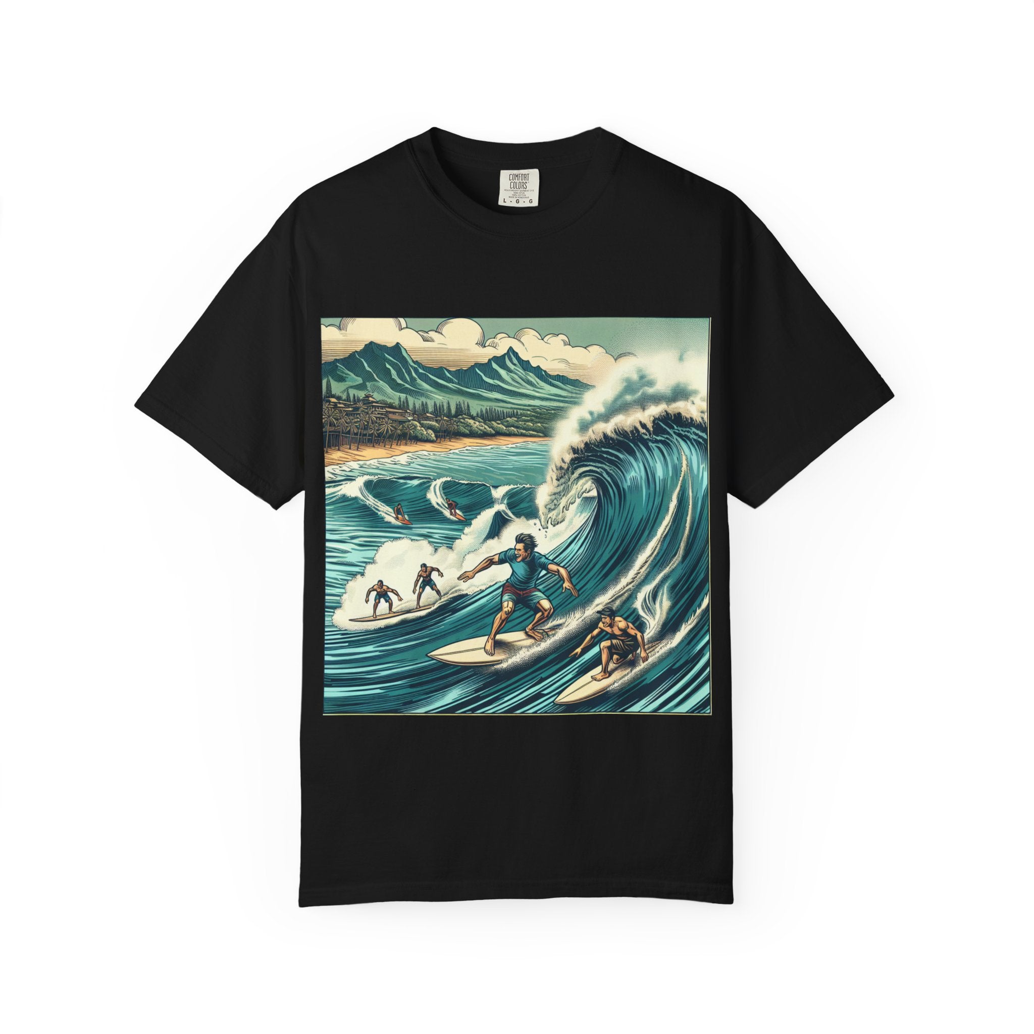 Surfing Waves T-Shirt, Relaxed Summer Style, Beach Lovers Gift, Unisex Tee, Vintage Surf Art, Summer Fun Apparel