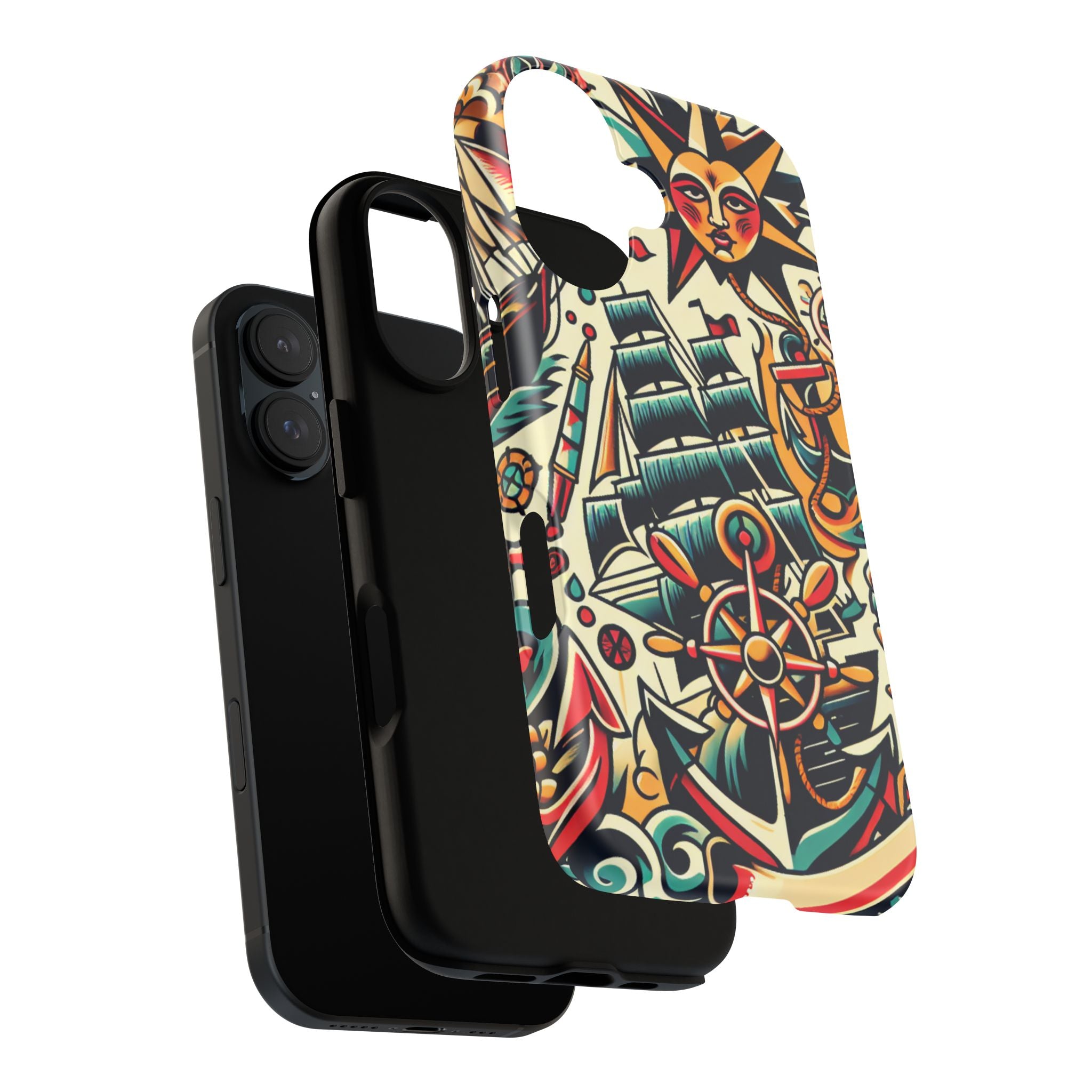 Tattoo-Inspired Phone Case - Nautical Adventure Design, Unique Gift, Sailor Style, Sea Lover Accessory, Artistic Protection