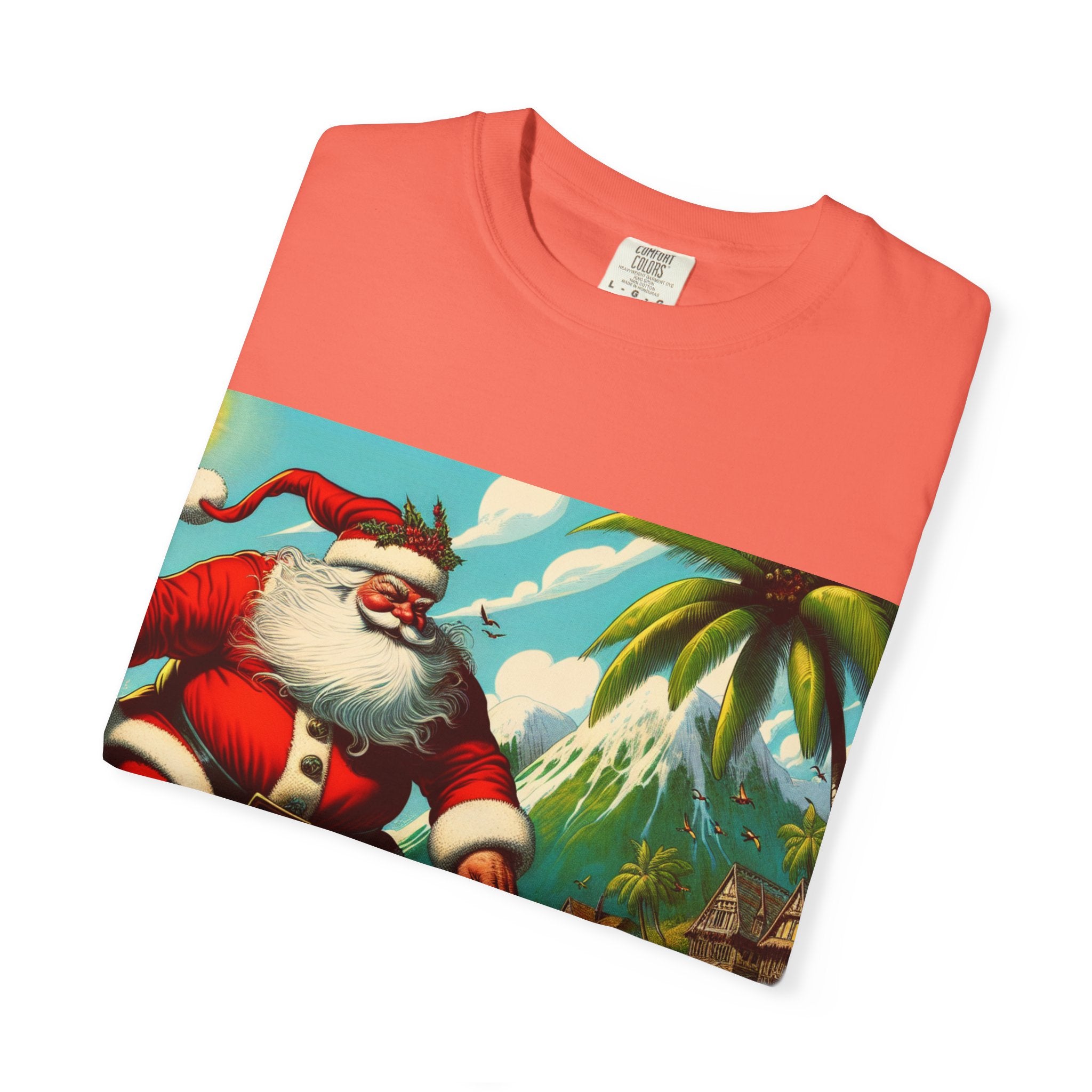 Surfing Santa Unisex T-Shirt, Christmas Tee, Holiday Wear, Funny T-Shirt, Summer Vibes, Gift for Him/Her, Beach Apparel