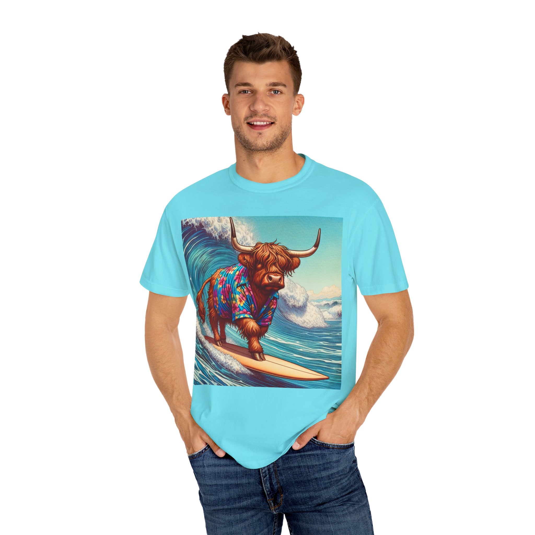 Surfing Highland Cow Unisex T-shirt | Fun Casual Tee for Summer Adventures, Beach Days, Gifts for Cow Lovers, Surfing Enthusiasts, [...]