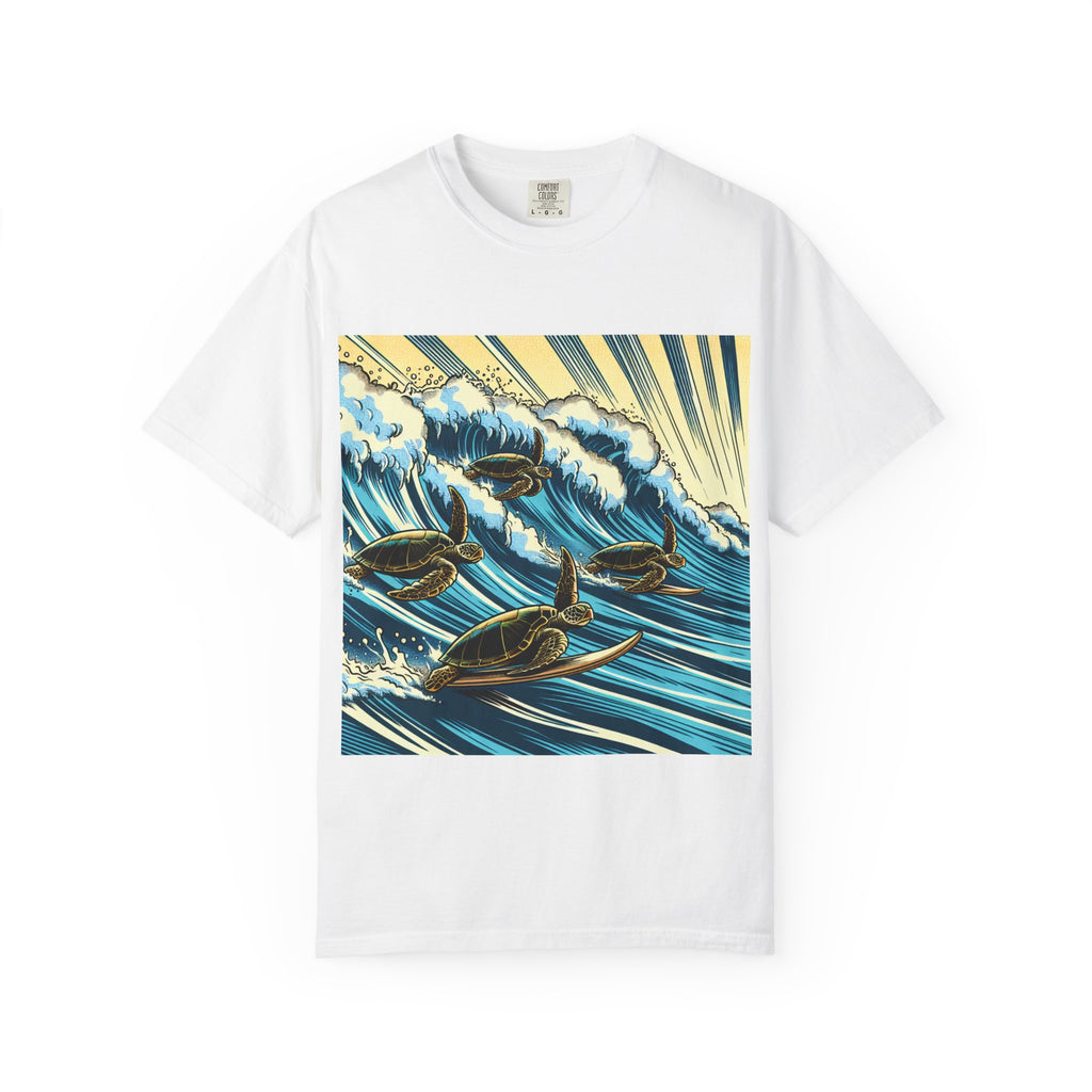 Ocean Wave T-Shirt with Sea Turtles, Eco-Friendly Apparel, Beach Lover Gift, Unisex Casual Wear, Summer Vibes Shirt, Gift for Ocean Lovers