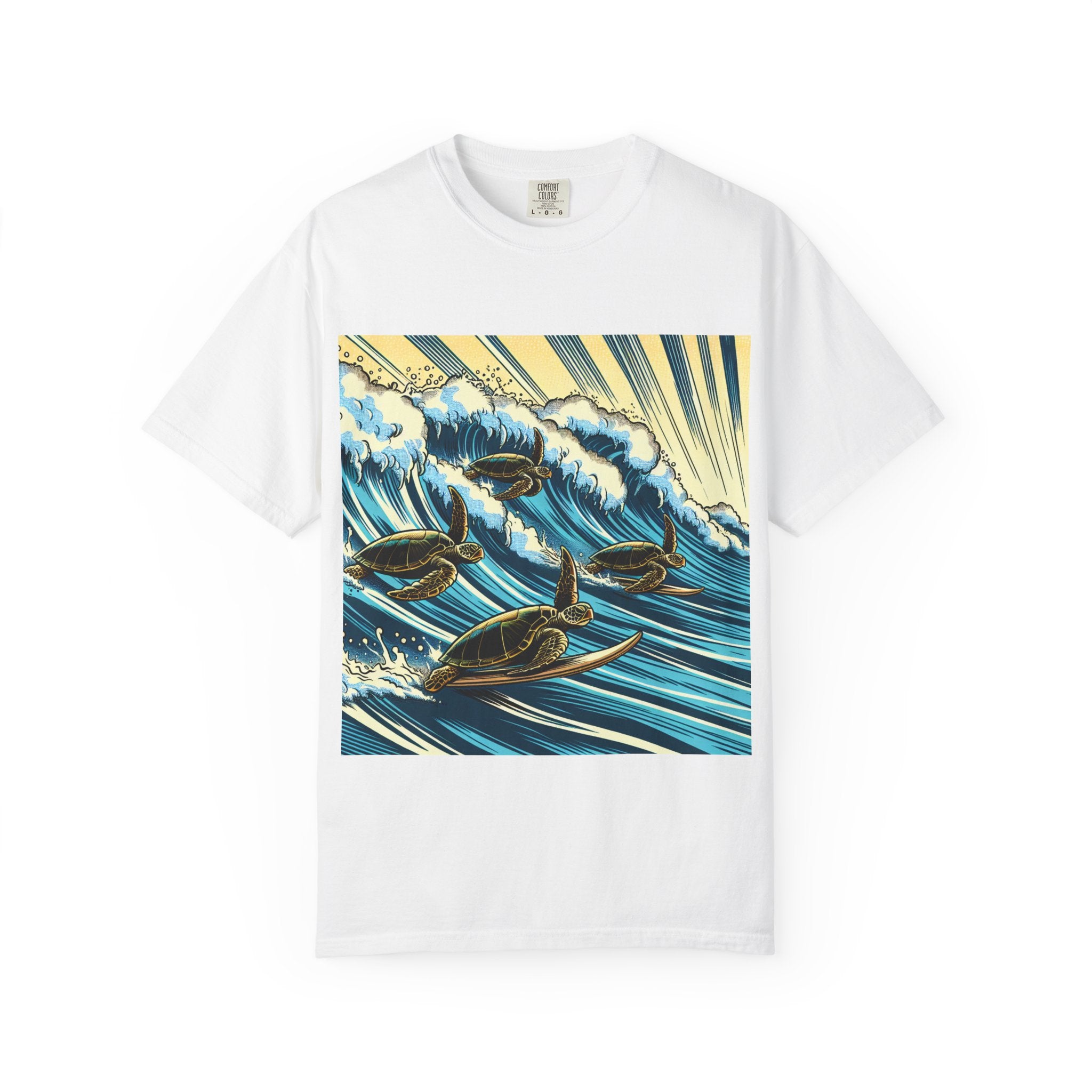 Ocean Wave T-Shirt with Sea Turtles, Eco-Friendly Apparel, Beach Lover Gift, Unisex Casual Wear, Summer Vibes Shirt, Gift for Ocean Lovers