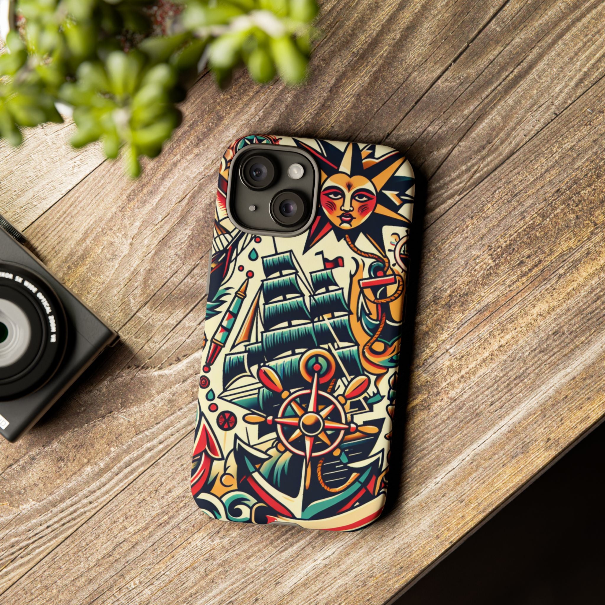 Tattoo-Inspired Phone Case - Nautical Adventure Design, Unique Gift, Sailor Style, Sea Lover Accessory, Artistic Protection