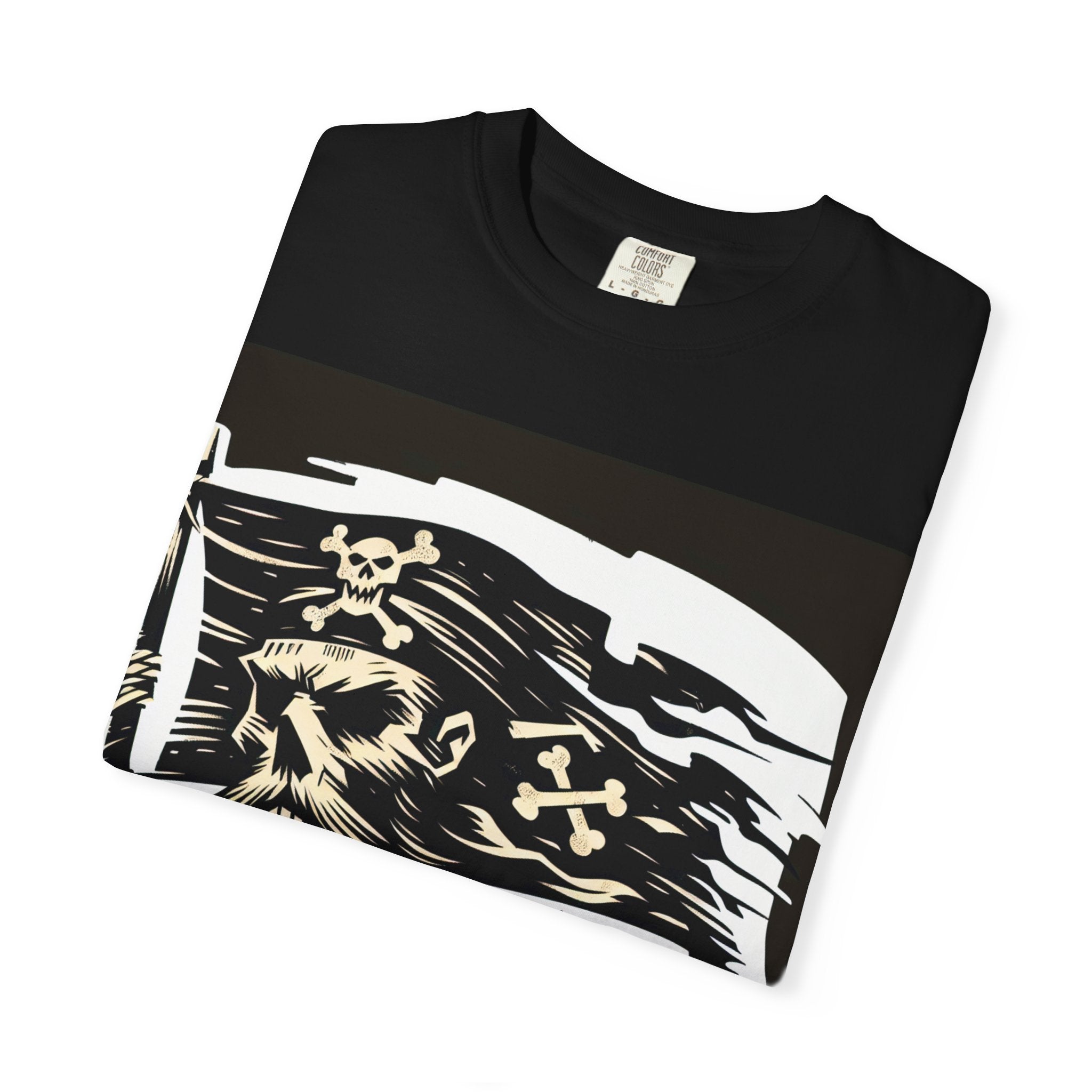 Skull Pirate T-Shirt, Unisex Garment-Dyed Tee for Adventurers, Perfect for Halloween, Pirate Parties, Casual Style, Unique Gift Idea