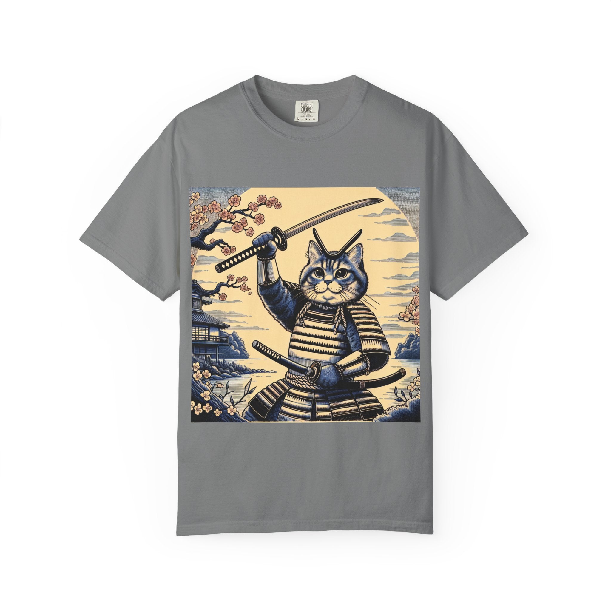 Samurai Cat T-Shirt, Unisex Graphic Tee, Unique Animal Design, Gift for Cat Lovers, Casual Wear, Anime Inspired Style