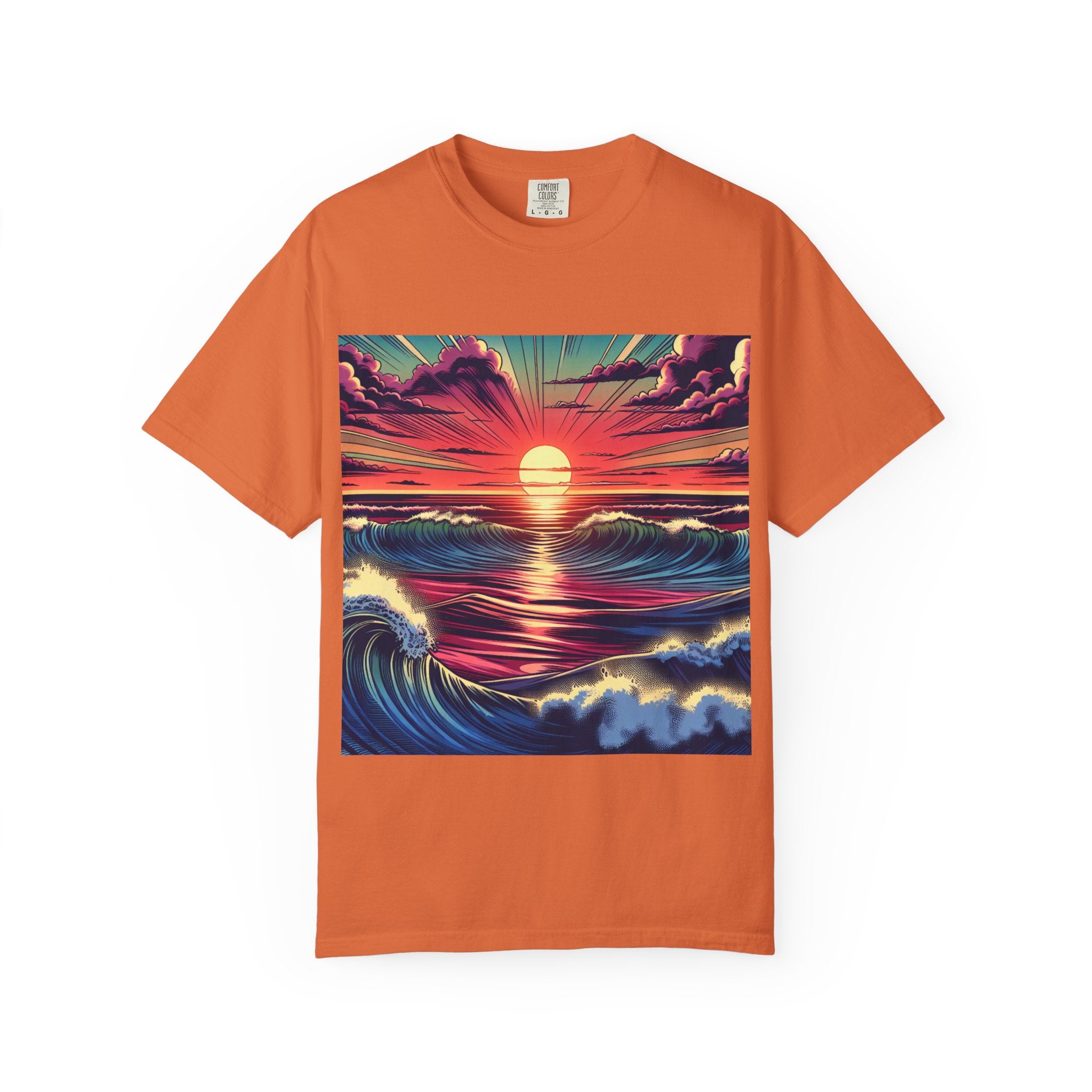 Sunset Waves Unisex T-Shirt | Beach Vibes, Summer Apparel, Ocean Lover Gift, Casual Wear, Graphic Tee